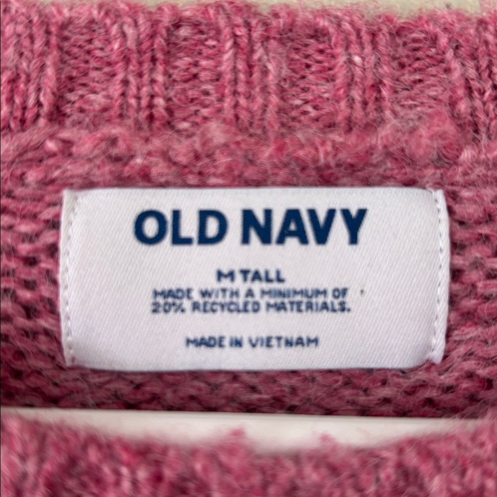 Old Navy Women’s Size Medium Tall pink sweater poly/nylon/wool - Picture 2 of 4
